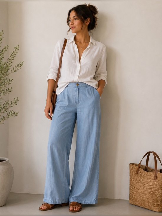J. Jill Denim - J. Jill Light Blue Wide-Leg Jeans